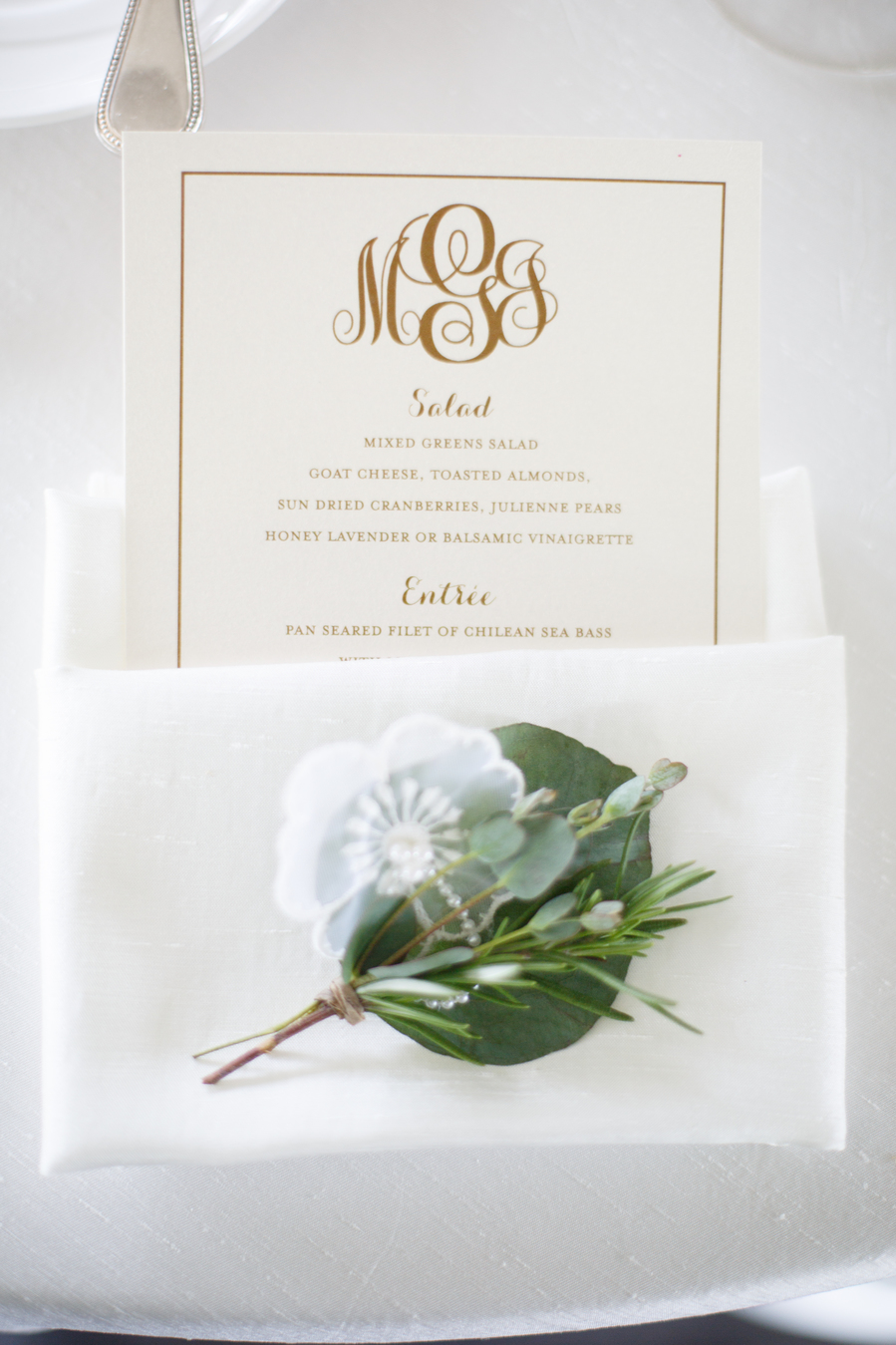 Formal gold monogram wedding menu- Announce This Design