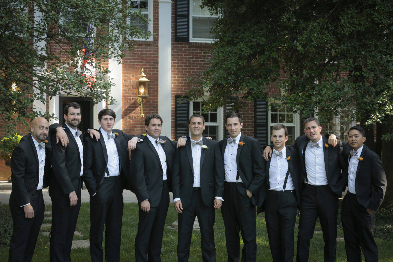 groomsmen bowties and suspenders