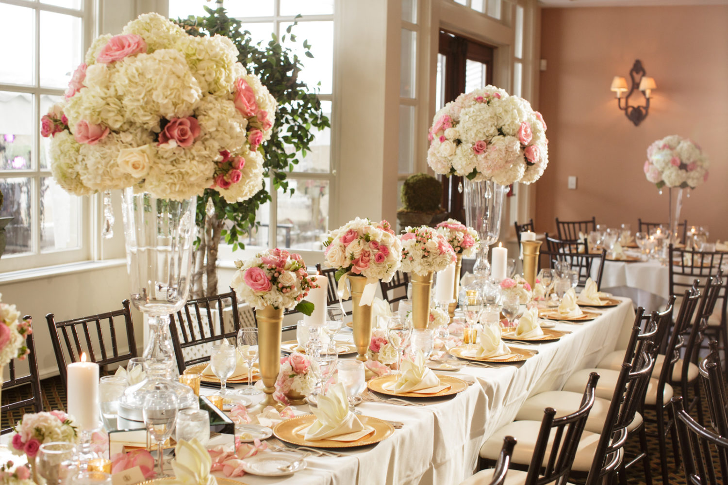 Formal gold and floral table setting