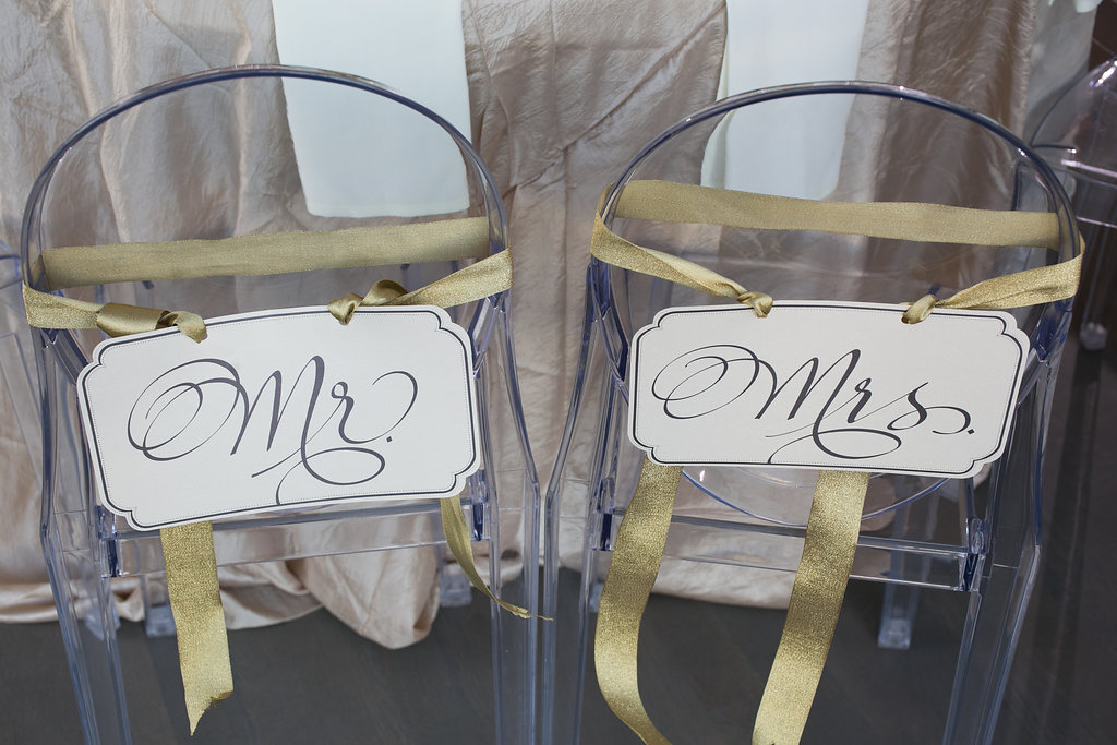wedding lucite chair signs