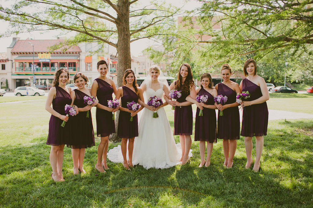 Plum bridesmaids gowns